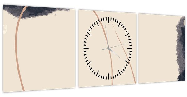 Tablou - Abstractizare bej (cu ceas) (90x30 cm)