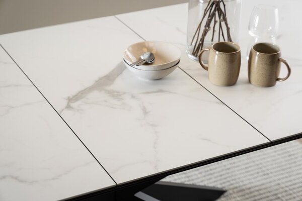 Masa dining Irwine, Alb, 76x210x90 cm