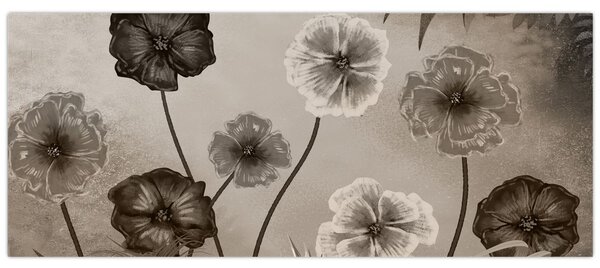 Tablou - Flori desenate (120x50 cm)