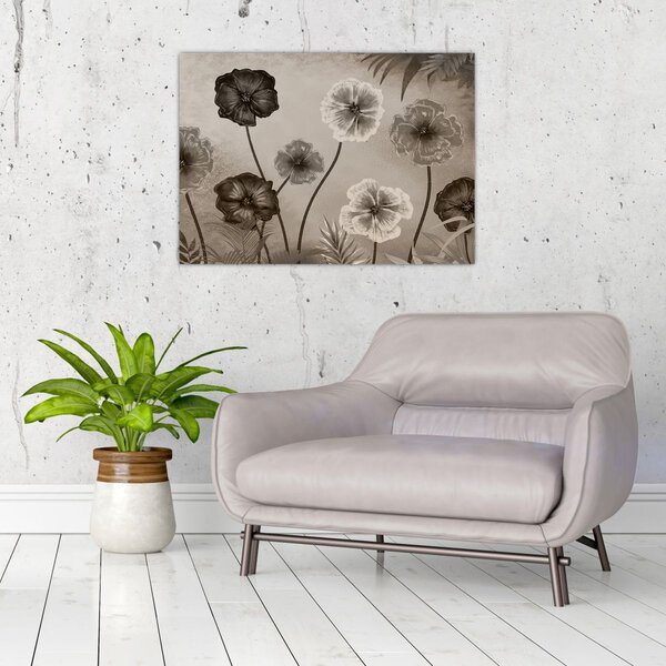 Tablou - Flori desenate (70x50 cm)