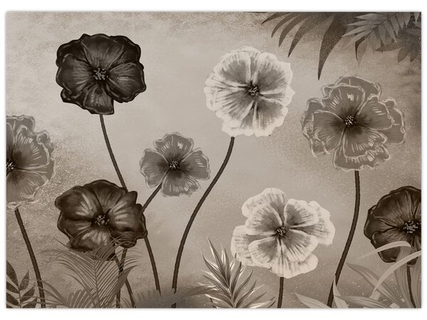 Tablou - Flori desenate (70x50 cm)