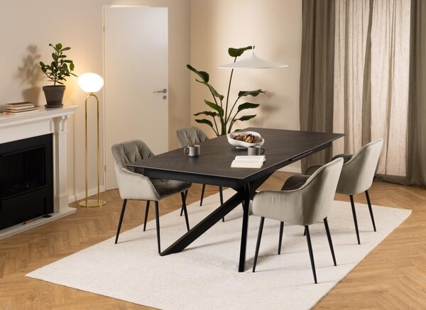 Masa dining Irwine, Negru, 76x240x100 cm