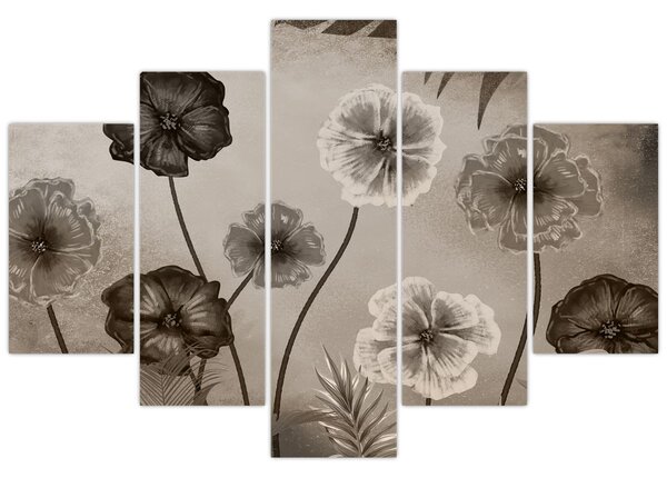 Tablou - Flori desenate (150x105 cm)