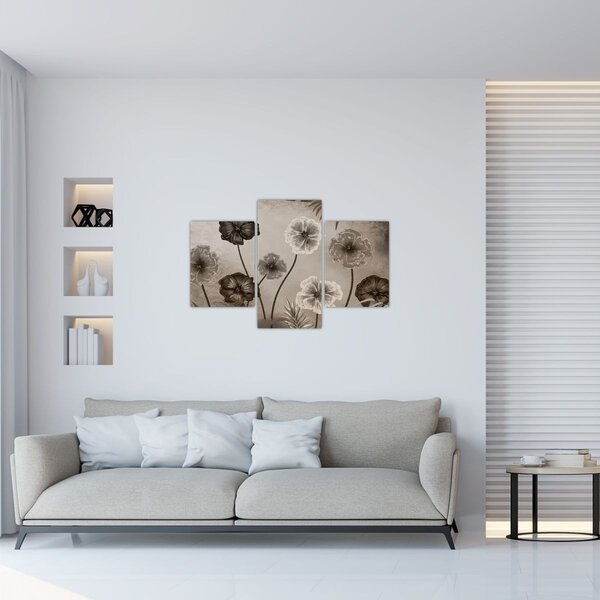 Tablou - Flori desenate (90x60 cm)