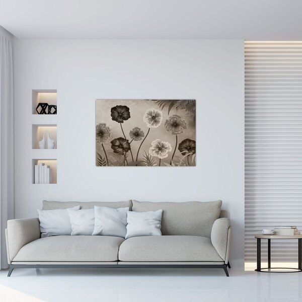 Tablou - Flori desenate (90x60 cm)