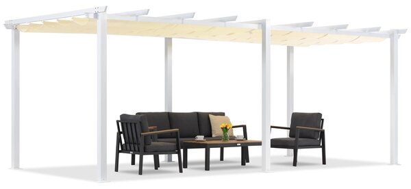Barbados pergolă terasă 3x6 m Garden Point alb și bej