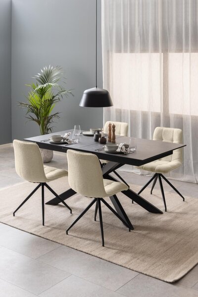 Masa dining Irwine, Negru, 76x210x90 cm