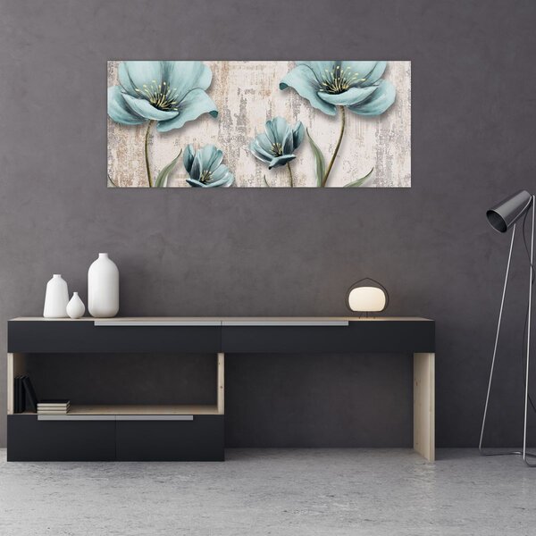 Tablou - Flori texturate (120x50 cm)