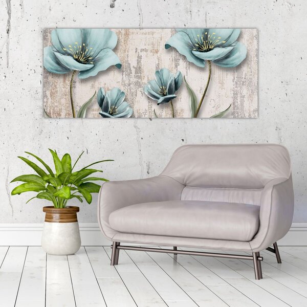 Tablou - Flori texturate (120x50 cm)