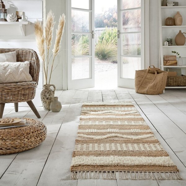 Covor din iută Flair Rugs Medina, 60 x 230 cm, bej