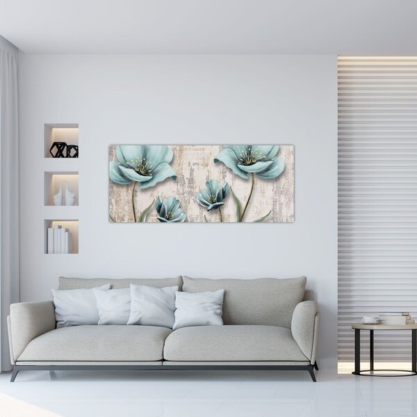 Tablou - Flori texturate (120x50 cm)