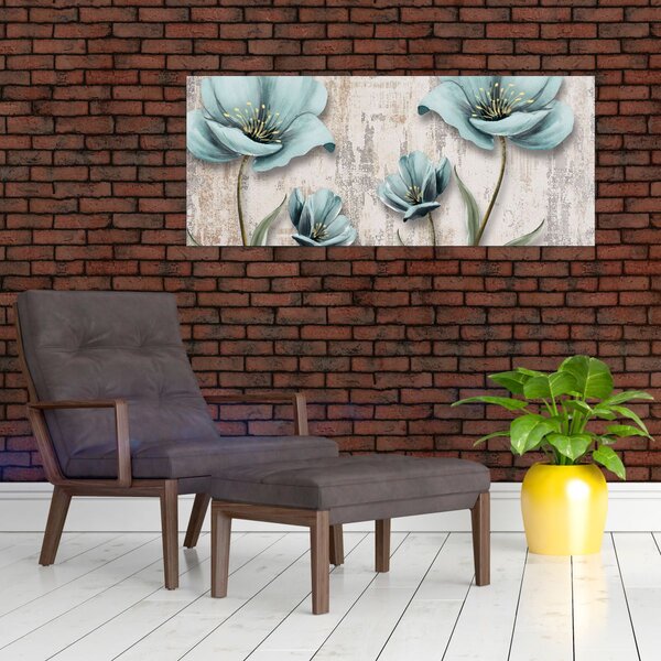 Tablou - Flori texturate (120x50 cm)