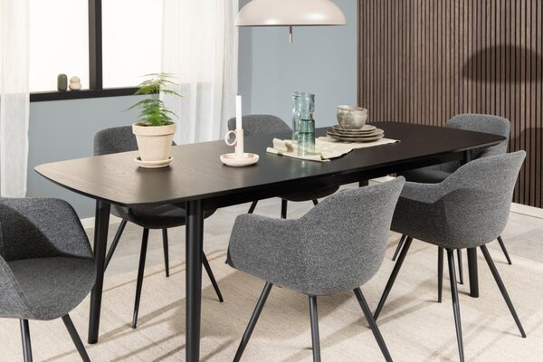 Masa dining Montreux, Negru, 75x219x90 cm
