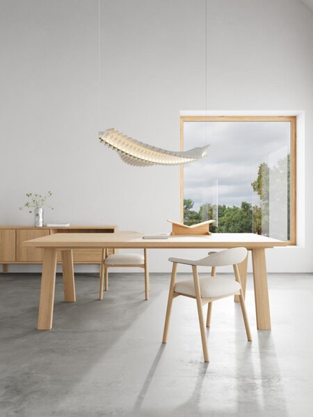 Masa dining Lamberth, Alb, 75x220x100 cm