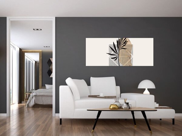 Tablou - Abstracție cu frunze tropicale N⁰1 (120x50 cm)
