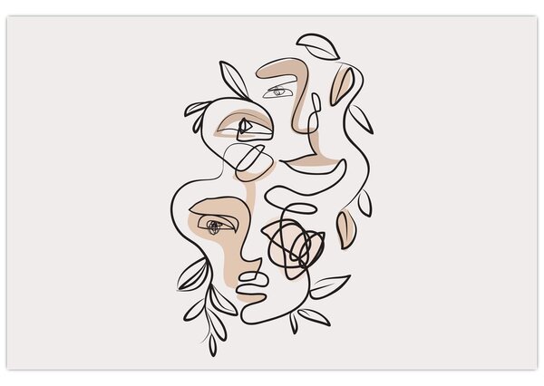 Tablou - Line art facials (90x60 cm)