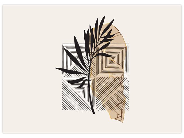 Tablou - Abstracție cu frunze tropicale N⁰1 (70x50 cm)