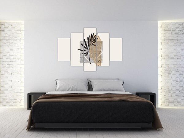 Tablou - Abstracție cu frunze tropicale N⁰1 (150x105 cm)