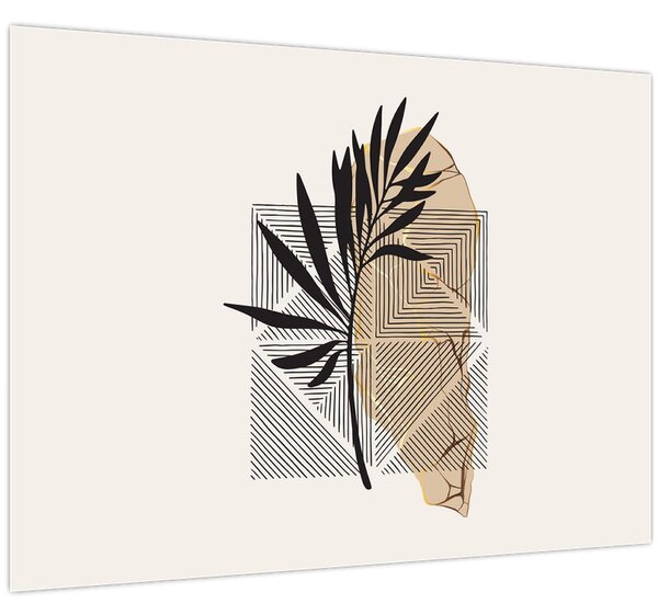 Tablou - Abstracție cu frunze tropicale N⁰1 (70x50 cm)