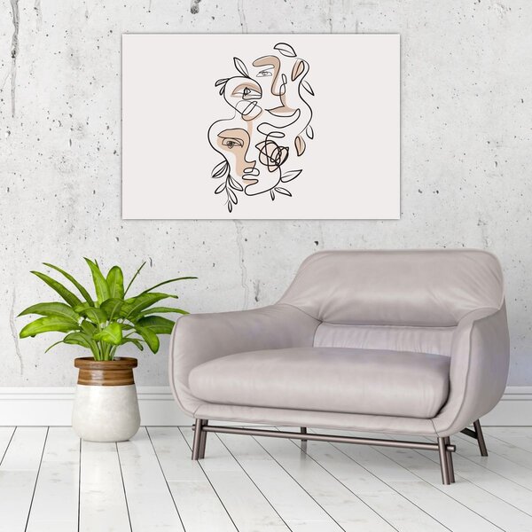 Tablou - Line art facials (90x60 cm)