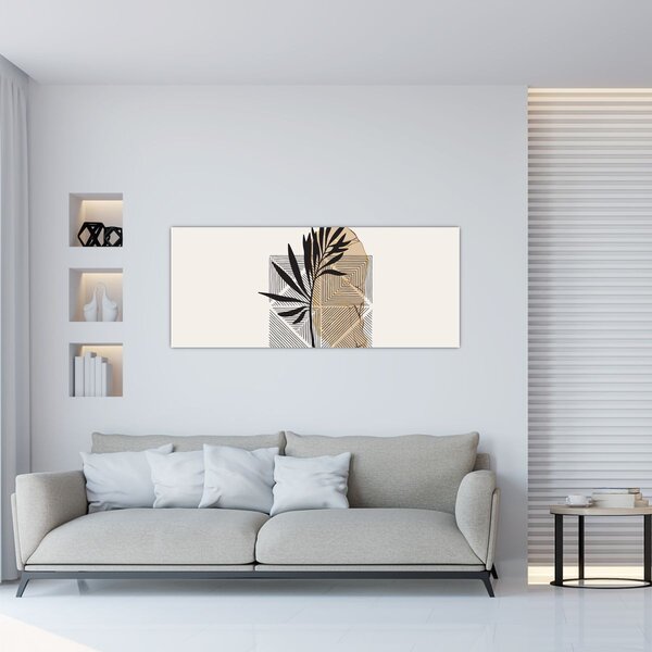 Tablou - Abstracție cu frunze tropicale N⁰1 (120x50 cm)