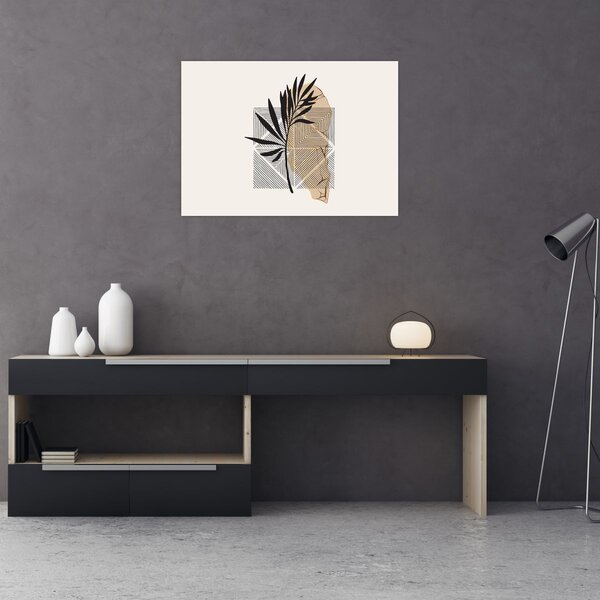 Tablou - Abstracție cu frunze tropicale N⁰1 (70x50 cm)