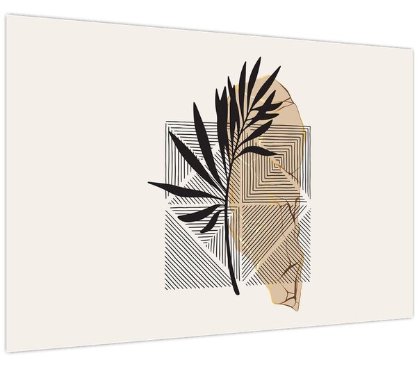 Tablou - Abstracție cu frunze tropicale N⁰1 (90x60 cm)