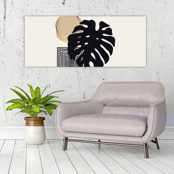 Tablou - Abstracție cu frunze tropicale N⁰2 (120x50 cm)