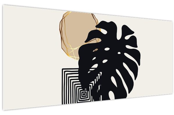 Tablou - Abstracție cu frunze tropicale N⁰2 (120x50 cm)