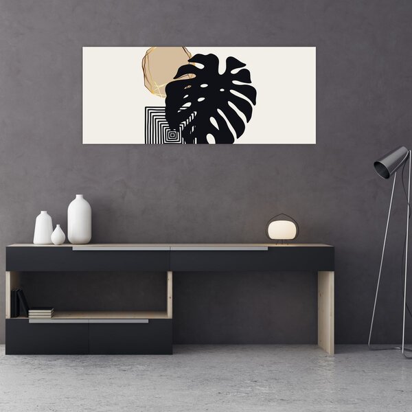 Tablou - Abstracție cu frunze tropicale N⁰2 (120x50 cm)
