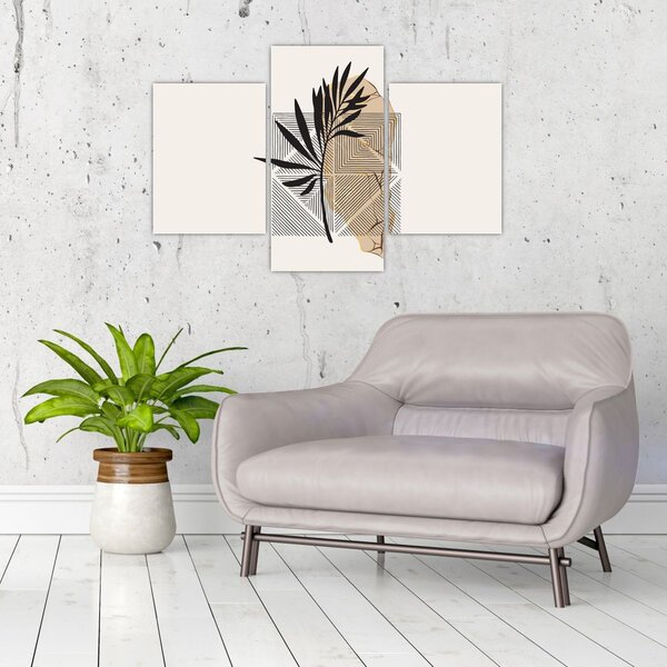 Tablou - Abstracție cu frunze tropicale N⁰1 (90x60 cm)