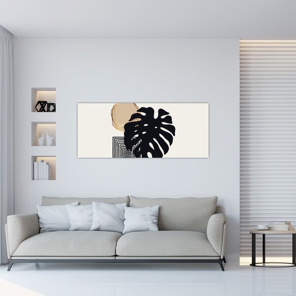 Tablou - Abstracție cu frunze tropicale N⁰2 (120x50 cm)