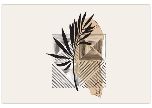 Tablou - Abstracție cu frunze tropicale N⁰1 (90x60 cm)