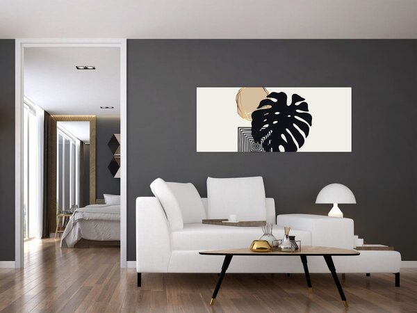 Tablou - Abstracție cu frunze tropicale N⁰2 (120x50 cm)
