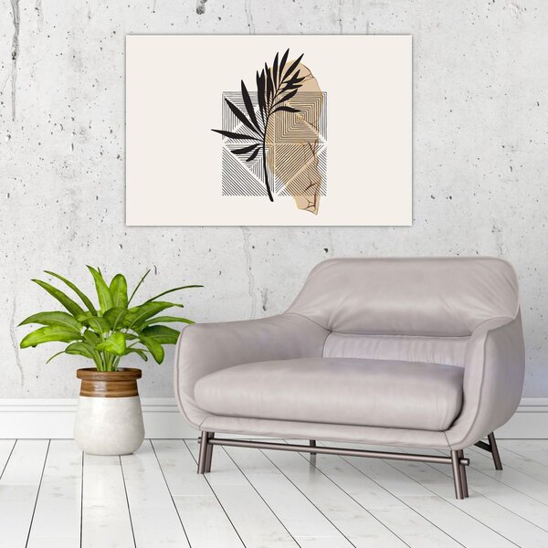 Tablou - Abstracție cu frunze tropicale N⁰1 (90x60 cm)