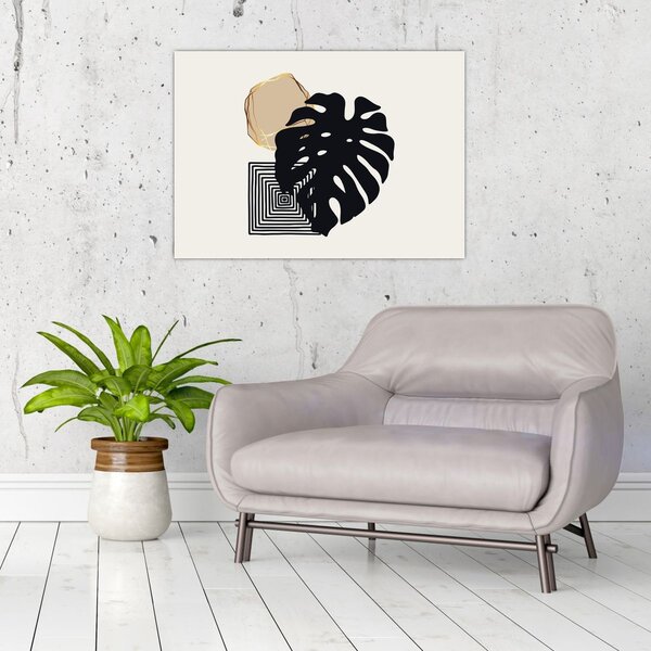 Tablou - Abstracție cu frunze tropicale N⁰2 (70x50 cm)