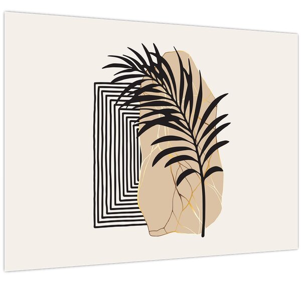 Tablou - Abstracție cu frunze tropicale N⁰3 (70x50 cm)