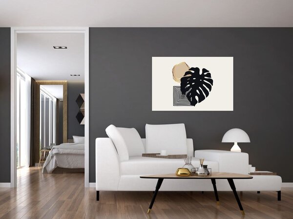 Tablou - Abstracție cu frunze tropicale N⁰2 (90x60 cm)