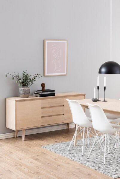 Masa dining Nagano, Alb, 75.5x150x80 cm
