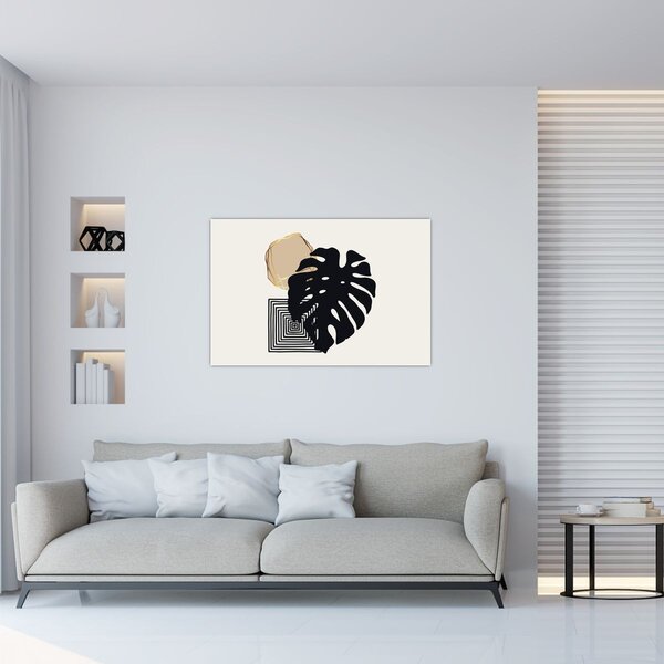 Tablou - Abstracție cu frunze tropicale N⁰2 (90x60 cm)