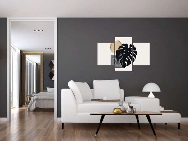 Tablou - Abstracție cu frunze tropicale N⁰2 (90x60 cm)