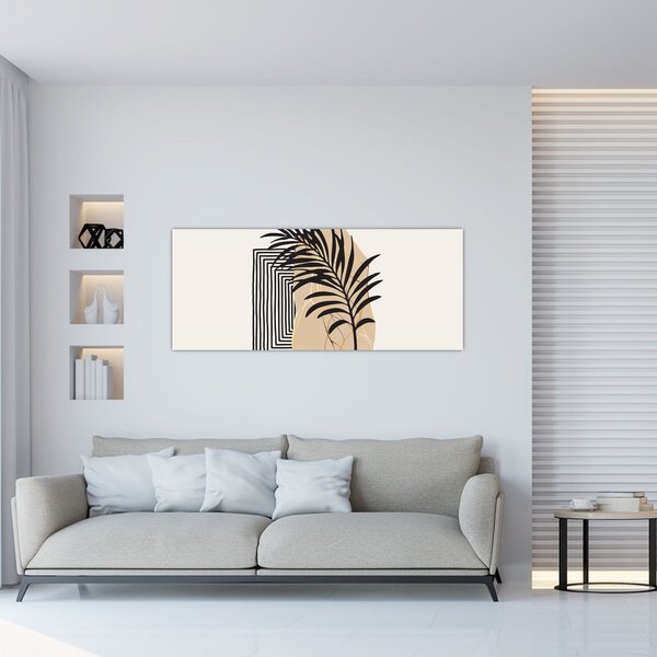 Tablou - Abstracție cu frunze tropicale N⁰3 (120x50 cm)