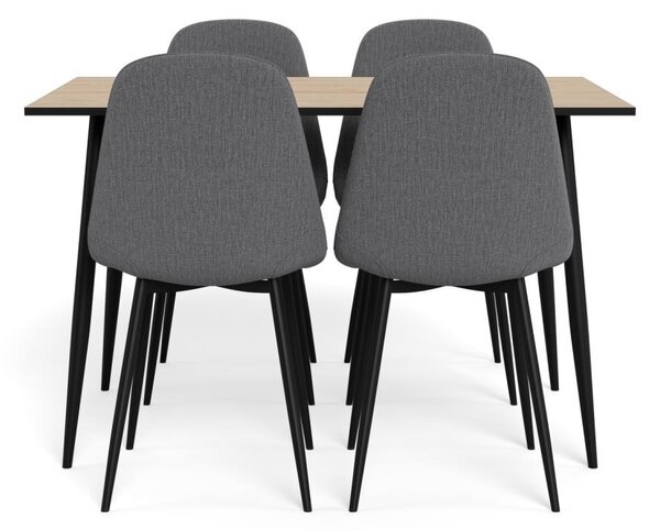 Set 5 piese Masa dining si Scaune Wilma, Alb, 75x120x80 cm