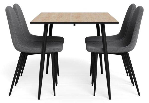 Set 5 piese Masa dining si Scaune Wilma, Alb, 75x120x80 cm