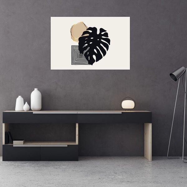Tablou - Abstracție cu frunze tropicale N⁰2 (90x60 cm)