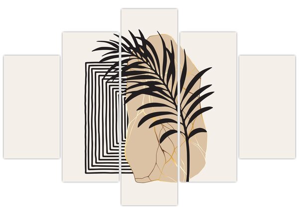Tablou - Abstracție cu frunze tropicale N⁰3 (150x105 cm)