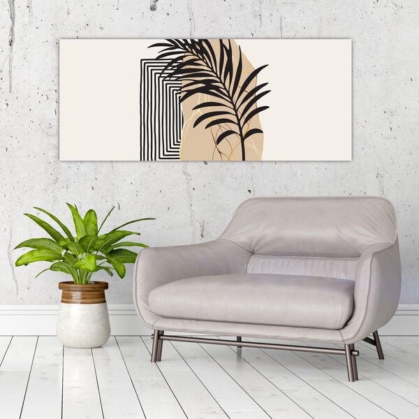 Tablou - Abstracție cu frunze tropicale N⁰3 (120x50 cm)