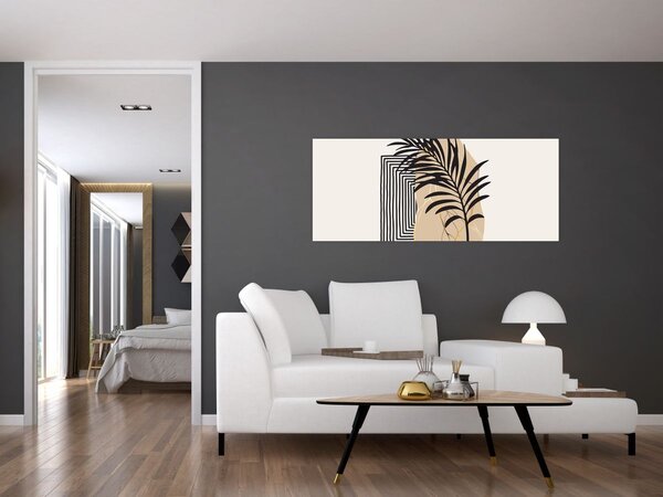 Tablou - Abstracție cu frunze tropicale N⁰3 (120x50 cm)
