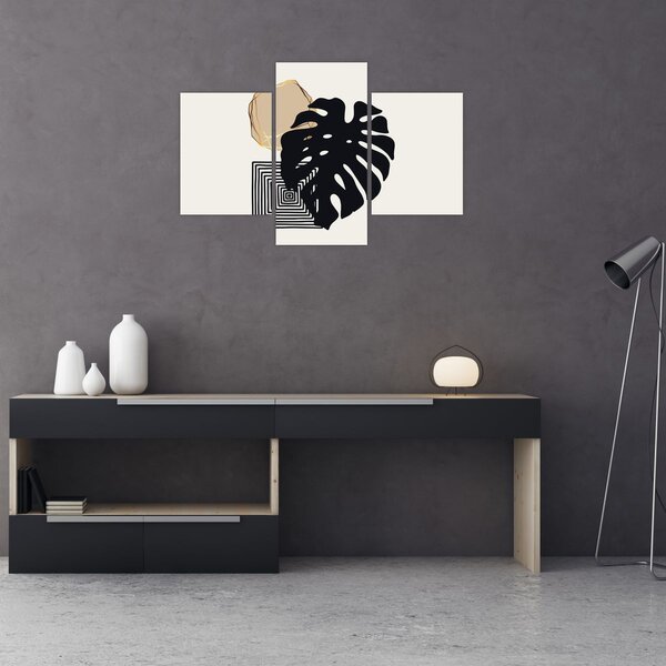 Tablou - Abstracție cu frunze tropicale N⁰2 (90x60 cm)