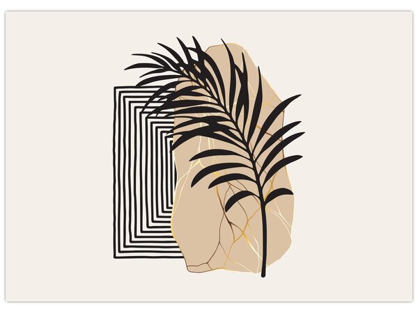 Tablou - Abstracție cu frunze tropicale N⁰3 (70x50 cm)